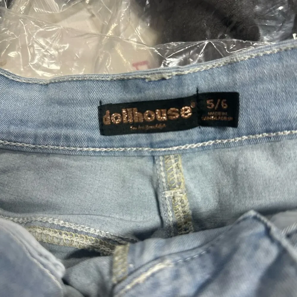 Dollhouse Light Blue Distressed Jean Shorts